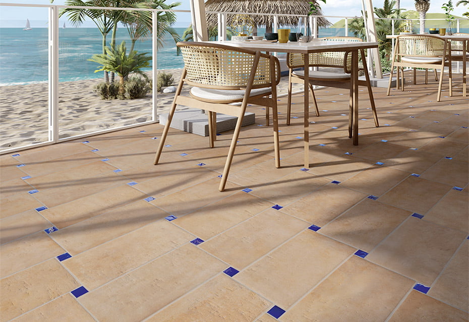 ARGILE VERONA 22,5x45 · 8,8''x17,7''· TACO ARGILE BLU 4x4 · 2''x2''