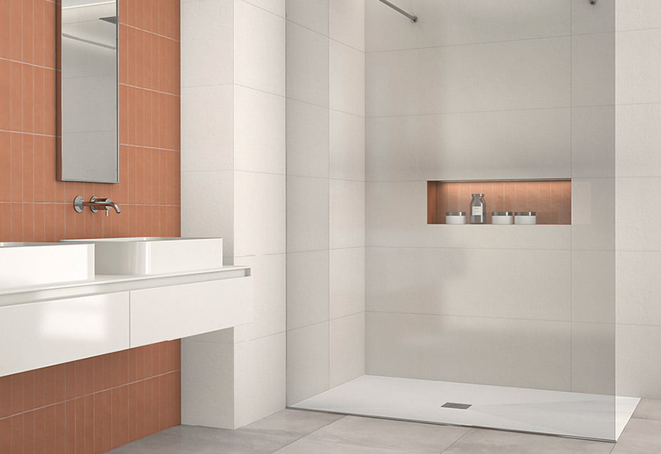 AUSTRAL WHITE 40x120<br>EVOKE CLAY 6,5x26