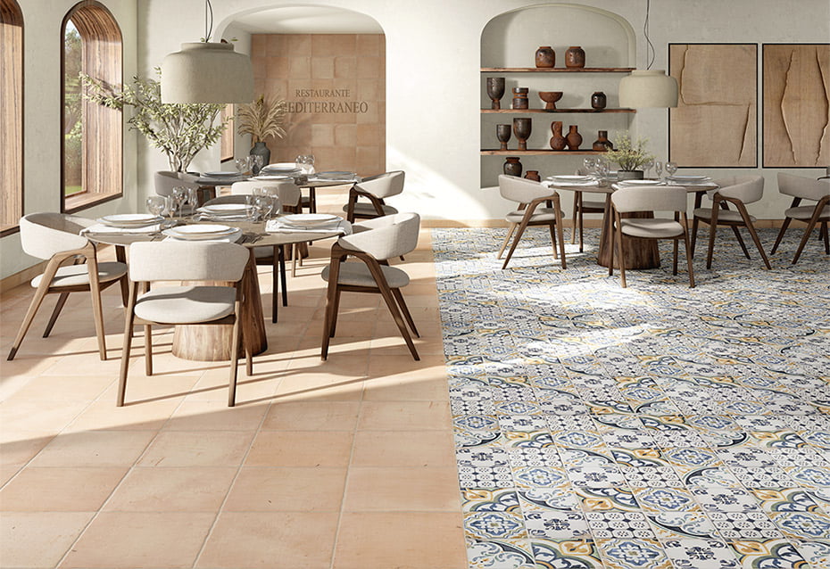 ÉPOCA 22,5x22,5 · 8,8''x8,8'' · FUEGO NATURAL 45x45 · 17,7''x17,7'' · ZÓCALO FUEGO NATURAL 9x45 · 3,5''x17,7''