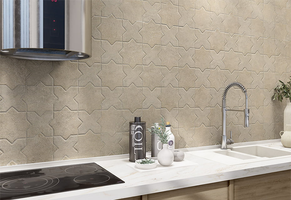 CROSS LIMESTONE TAUPE 15,5x15,5 · 6''x6'' · STAR LIMESTONE TAUPE 15,5x15,5 · 6''x6''