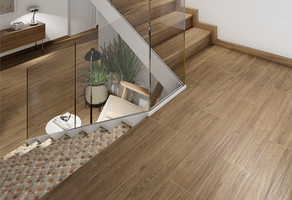 NATURA UMBER 20x120 · PELDAÑO ANGULAR NATURA UMBER 120x32/3 · FRONTAL NATURA UMBER 15x120 · ZÓCALO 9,8 x 120 · ZANQUIN DRCH. NATURA UMBER 9,8x30<br>PELDAÑO MARQUETRY PARK INSET 120x32/3