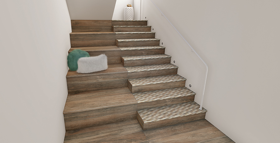 PELDAÑO MARQUETRY PARK SPIKE 120x32/3<br>PELDAÑO ANGULAR RETIRO PARK 120x32/3<br>RETIRO PARK 20x120<br>FRONTAL RETIRO PARK 15x120<br>REMATE PELDAÑO ANGULAR IZQ. RETIRO PARK 3x32