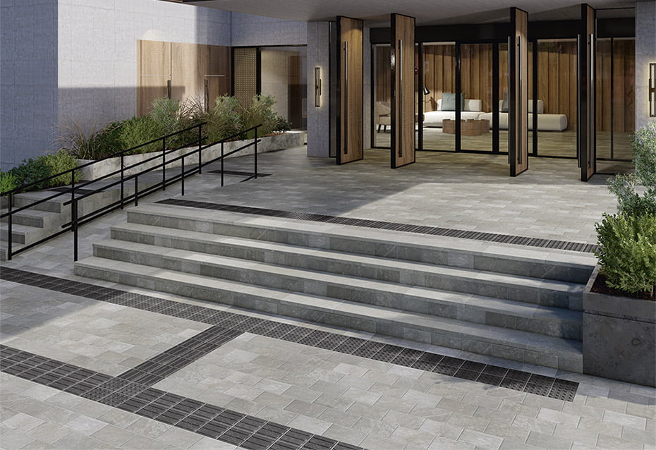 TRANSIT CLOUD 2.0 - 20x30 · 8''x11,8'' · STOP TRANSIT DARK 2.0 - 20x20 · 8''x8'' · GO TRANSIT DARK 2.0 - 20x20 · 8''x8'' · PELDAÑO ANGULAR ANTISLIP TRANSIT CLOUD 2.0 - 66,5x32/3 · 26,5''x12,5''/1''