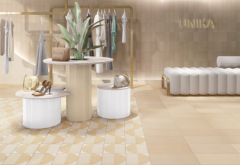 UNIKA BOHO 22,5x22,5 · 8,8''x8,8'' · UNIKA TOPO 22,5x45 · 8,8''x17,7'' · UNIKA TOPO 11x22,5 · 4,3''x8,8'' 