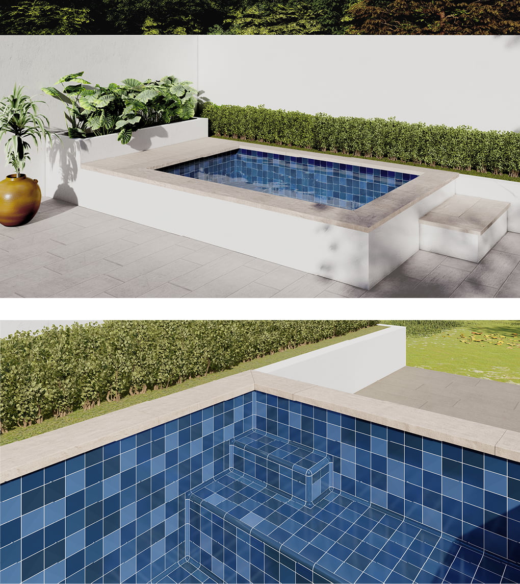 Tech Tucson Grey Antislip · Pool Porc. Indigo